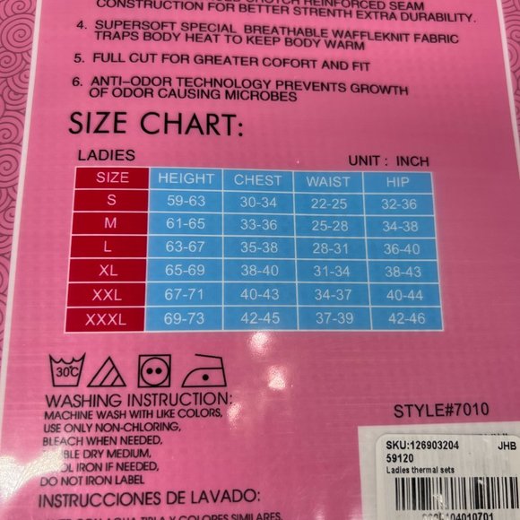 Womens Cotton Waffle Knit Thermal Underwear Stretch Shirt Pant Set Purple Size S - Picture 5 of 8